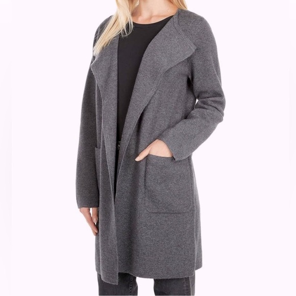 J. Crew | ‘Juliette’ Collarless (Dark Grey) Sweater Blazer sz S - Picture 1 of 7